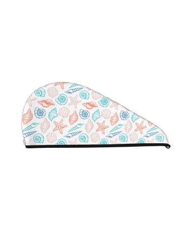 Colorful Seashells1 Microfiber Hair Towel Soft Super Absorbent Hair Towel Wrap for Women Coral Velvet Quick Dry Hair Cap for Long Curly and Thick Hair