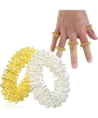 5-Piece Acupressure Massage Ring Set + 2 Wrist Massagers | Silver Acupressure Rings for Kids & Adults - Buy Online on GoSupps.com