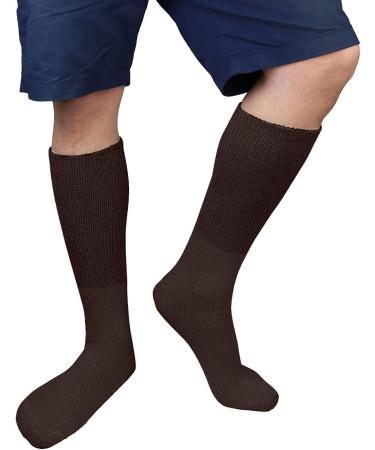 Falari 3-Pack Diabetic Socks | Cotton Non-Binding Loose Fit Top | Physician Approved | Improve Blood Circulation | Size 9-11 | Brown Crew Length - Buy Online on GoSupps.com
