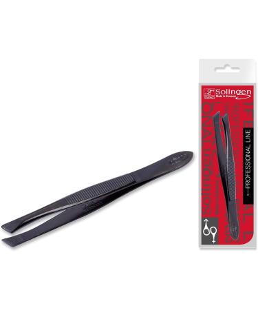 Solingen Tweezers 514 - Professional Slanted Tip for Precision Eyebrow Shaping and Facial Hair Removal | Stainless Steel, Made in Germany (Black) - Buy Online on GoSupps.com