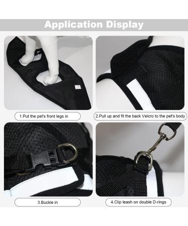 Meioro Adjustable Dog Harness with Leash - Soft Padded Vests for Small & Medium Puppies/Cats Reflective Black M (Breast: 35-40cm) - Buy Online on GoSupps.com