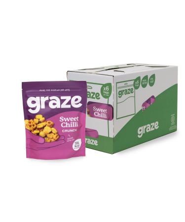 Graze - Sweet Chilli Snacks - Healthy Snacks Alternative for Crisps Mixed Nuts & Pretzels -Ideal if you Love Corn Broad beans and Corn hoops mixed Savoury Vegan Snacks (6x100g pack)