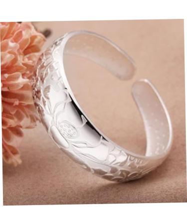 COLLBATH Open Bracelet Bracelets for Women Lotus Open Bangle Delicate Sturdy Silver Plated Carved Bracelet Bangle Jewelry for Ladies - Buy Online on GoSupps.com