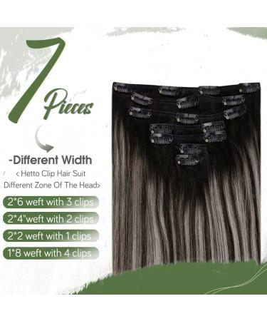Buy Hetto Balayage Clip-In Extensions - Real Remy Hair 120g 45cm #1B/Silver/1B - International Shipping Available - Buy Online on GoSupps.com
