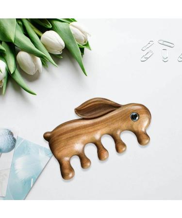 Rabbit-Shaped Wooden Massage Comb | Natural Wide Tooth Sandalwood Scalp Massager for Hair Growth - Buy Online on GoSupps.com