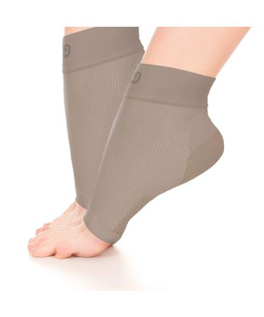 Go2Socks Plantar Fasciitis Socks|Best Ankle Compression Brace 22-25 mmHg|Arch Support Foot Sleeves for Women and Men Reduce Swelling (Solid Nude, Large) Solid Nude Large