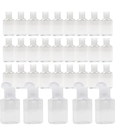Vinsencoo 50 Pcs 1oz/30ml Mini Plastic Empty Bottles with Flip Cap Portable Travel Size Reusable for Hand Sanitizer Shampoo and Conditioner Baby Shower Weeding Party Favors, clear