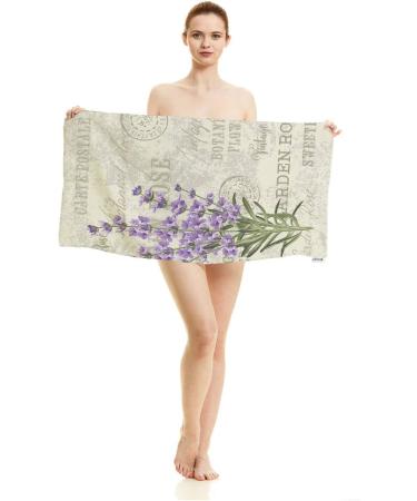 Floral Lavender Hand Towels - Vintage Postcard Design - 15x30 Inch - Absorbent Cotton Towels for Bathroom, Kitchen, Spa - Violet Floral Leaves - Soft and Durable - Multi A57 - Buy Online on GoSupps.com