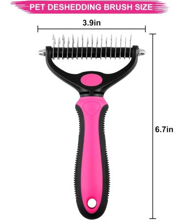 MEKEET Pet Dog Grooming Comb - 2-in-1 Deshedding & Dematting Brush | Double-Sided Undercoat Rake for Long & Medium Hair Cats and Dogs in Red - Buy Online on GoSupps.com