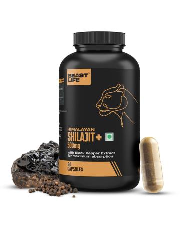 Himalayan Shilajit Capsules | Pure & Potent | Improves Muscle Strength Stamina Energy & Power | Supports Faster Recovery | Natural & Organic | 60 Capsules 60 Count (Pack of 1)