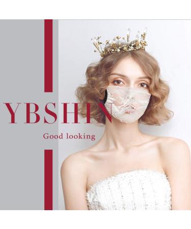 YBSHIN Lace Wedding Face Mask - Floral Print Adjustable Masquerade Mask for Women - B-Beige - International Shipping Available - Buy Online on GoSupps.com