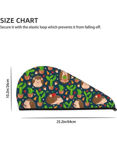 Buy Hair Towel Wrap - Quick Drying Hair Turban with Button | Cute Hedgehogs & Cactus Design - Buy Online on GoSupps.com