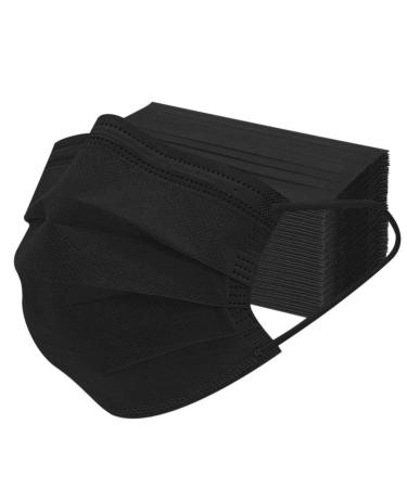 50PCS Black Disposable Elastic Earloop Face Mouth Mask 3-Layer Dustproof Facial Mouth MaskMasks Protection - Buy Online on GoSupps.com