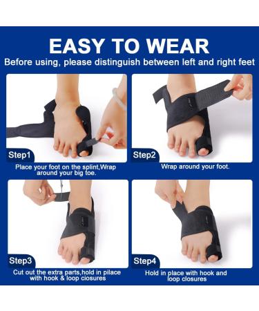 Bunion Corrector Brace for Men and Women - Hallux Valgus Splint Pads with Toe Separators and Straightener - Black - Buy Online on GoSupps.com