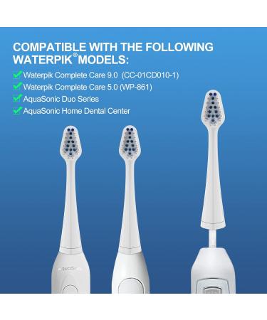 5 Count White Replacement Brush Heads for Waterpik Complete Care 5.0/9.0 & Aquasonic Duo Electric Toothbrushes - Buy Online on GoSupps.com