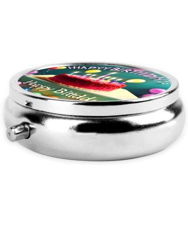 Happy Birthday Beautiful Round Pill Box - 3 Compartment Portable Travel Organizer for Easy Medication Access - Buy Online on GoSupps.com