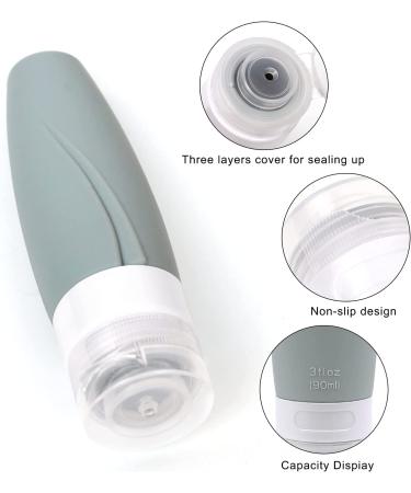 Silicone Travel Bottles 4-Pcs Set with TSA Approved EVA Bag - Leak Proof & Portable Toiletry Containers for Travel - 3oz/90ml - Buy Online on GoSupps.com