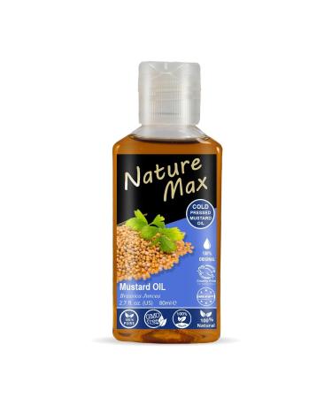 Nature Max Mustard Oil Essential Oils Pure Natural Undiluted Pure for Hair Skin Food & Kitchen Care Cold Pressed Premium (1Pack 2.70 oz / 80 ml)