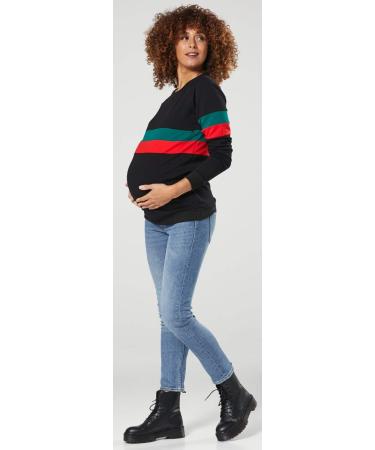 Zeta Ville Maternity Nursing Zipped Sweatshirt 1110 - Black Striped Jumper | Women's - Buy Online on GoSupps.com