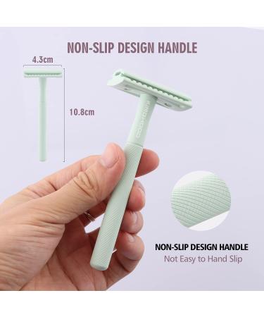 Copper Single Blade Razor | Gentle & Close Shave | Double Edge Safety Razor with 10 Blade Refills | Eco-Friendly Less Irritation for Sensitive Skin | Mint Green - Buy Online on GoSupps.com