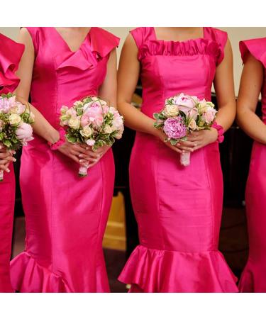 16 Pack Hot Pink Satin Scrunchies - Bridesmaid Proposal and Bachelorette Party Favors - Buy Online on GoSupps.com