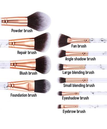 10-Piece Marble Makeup Brush Set with PU Leather Bucket | Foundation Eyeshadow and Contour Brushes for Flawless Makeup Application - Buy Online on GoSupps.com