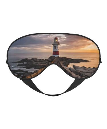 Sleep Mask Eye for Women Men Reusable Soft Blackout Eye Masks Covers for Night Better Sleep Travel Camping Road Trip Essentials Gifts for Him Her - Lighthouse
