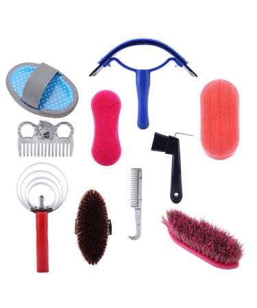 Professional 10-Pc Vier Horse Brush Set - Equestrian Grooming Kit for Horse Cleaning & Care - Buy Online on GoSupps.com