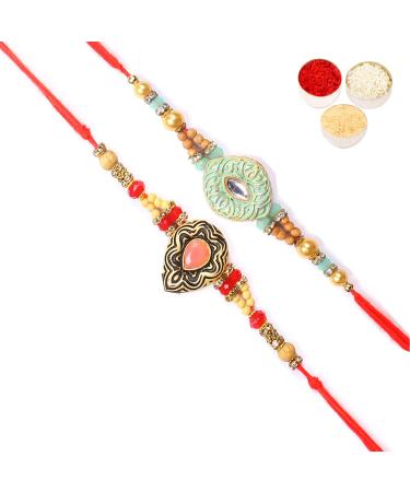 Ghasitaram Gifts Rakhi for Brother Rakhis Online - Set of 2 8469 8487 Premium Rakhis
