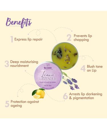 Lemon Lavender Lip Balm - Infused Lip Butter with Desi Ghee & Raw Honey for Lip Repair Pigmentation & Hydration - 10gm - Buy Online on GoSupps.com