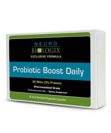 Neurobiologix Probiotic Boost Daily 30 Billion CFU Probiotics for Women & Men 4-Strain Formula with Lactobacillus & Bifidobacterium Supports Digestive Health & Regularity Gluten Free 30 Capsules