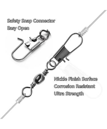 50/250pcs Fishing Barrel Swivels with Safety Snaps Swivel Stainless Steel High Strength Interlock Snap Swivels Rolling Connector Black Nickel Solid Ring Freshwater Fishing Tackles Accessories #10_30Lb_50 pcs - Buy Online on GoSupps.com