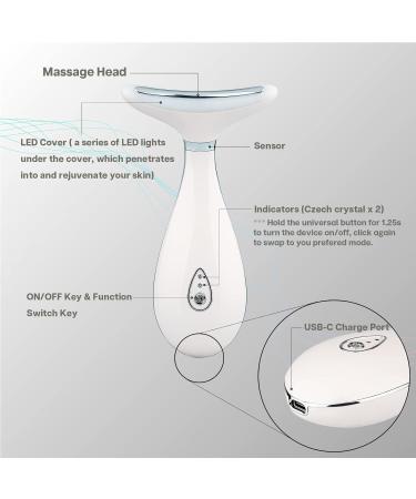 VRAIKO Lily Neck Face Massage Device | Anti-Aging Skin Rejuvenation with Thermal LED & Vibration for Lifting & Tightening | Pearl White - Buy Online on GoSupps.com