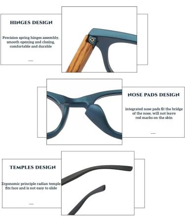ZUKKY Unisex Blue Light Reading Glasses | Color Blocking Imitation Wood PC Frame | Spring Hinge Computer Readers AM54 - International Shipping Available - Buy Online on GoSupps.com