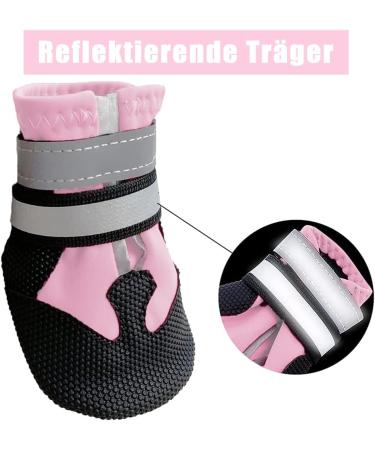Reestboo Non-Slip Dog Shoes - 4 Pack Reflective Strap & Velcro Fastener for Small Dogs | Winter Protection Boots in Pink - Buy Online on GoSupps.com