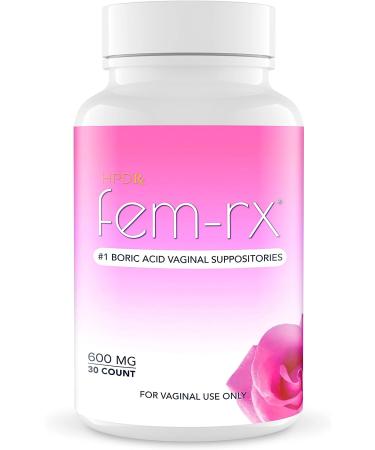 HPD Rx Fem-Rx Boric Acid Vaginal Suppositories for Women - Balance Vaginal pH, Eliminate Odor - 30 Capsules - Buy Online on GoSupps.com