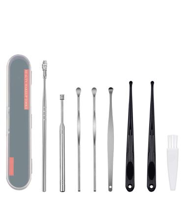 Felicey 8 Pcs Ear Pick Ear Curette Cleaner Ear Wax Removal Tool Kit with Storage Box and Cleaning Brush(Silver) - Buy Online on GoSupps.com