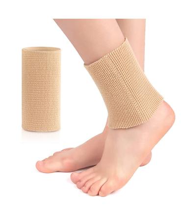 seaNpem Ice Skating Ankle Gel Protection Tubing 1 Pcs Compression Sleeve Ankle Protector Brace for Figure Skating Roller Riding Free Cutting Foot Support Socks (5 x 3.2 inch) (skin)