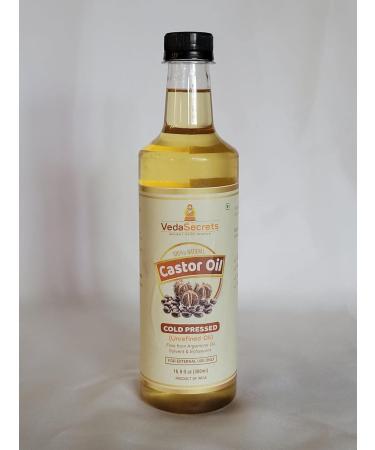 VedaSecrets 100% Pure Cold Pressed Castor Oil - 16fl oz - Unrefined for Hair Growth, Thick Eyelashes & Eyebrows, Dry Skin Healing - Hair Care, Joint, and Muscle Pain Relief - Buy Online on GoSupps.com