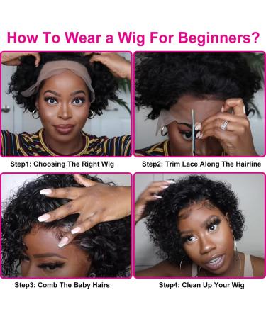 Short Curly Lace Front Pixie Cut Wig for Black Women - 150% Density Human Hair - HD Glueless Pre Plucked 13x1 Lace Front Wig - Natural Black - Buy Online on GoSupps.com