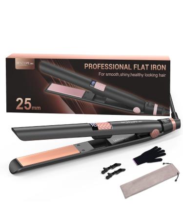 BESTOPE MIX Hair Straightener 25 mm 2 in 1 Ceramic Coating LCD Screen Fast Heating Straightener for Thick Frizzy and Long