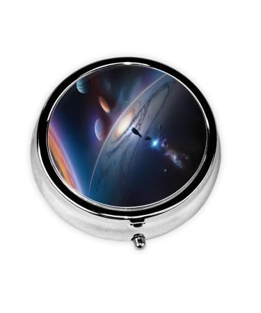 A Fascinating Universeround Pill Box 3 Compartments Round Pill Box Organizer for Purse Or Pocket &*Portable Travel Pill Box
