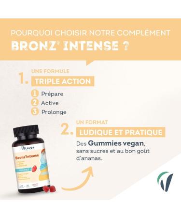 Vitavea - Bronz'Intense Solar Gummies Bronz'Intense Food Supplement Prepare Active Prolonging Tinted Complexion Evening Primrose Copper Indian Rose Vitamins C & E 40 Gummies Vegan - Buy Online on GoSupps.com