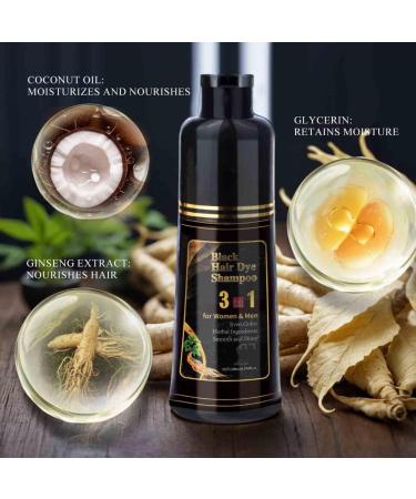 2PCS 3 in 1 Black Hair Darkening Shampoo for Gray Hair Fast Effective Repair Whtie Gray White Color Dye To Natural Hair 200ML - Buy Online on GoSupps.com