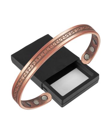 Pure Copper Women's Men's Bracelet with 6 Magnets 16.0 cm Gift for Women