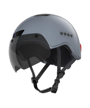 KRACESS KRS-S1 Bike Helmets for Men Smart Helmets for Adults with 1080P 60 fps Sports Camera Dual Antenna Bluetooth Womens Bike Helmet KRS-1 Grey L-22-24.4"