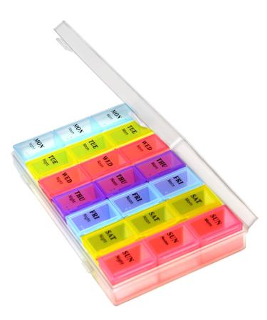 Pill Organizer Box with Snap Lids| 7-Day 21 Larger Compartments for Bigger Pills