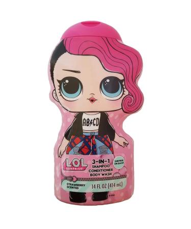 L.O.L. 3-in-1 Body Wash, Shampoo & Conditioner (14 fl oz) - Strawberry Scented with Surprise on Back!