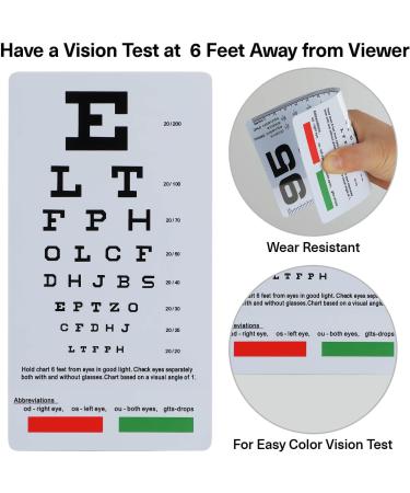 NOYOC 2 Pack Pocket Eye Chart - 6ft Snellen & Rosenbaum Plastic Eye Charts for Exams - Buy Online on GoSupps.com