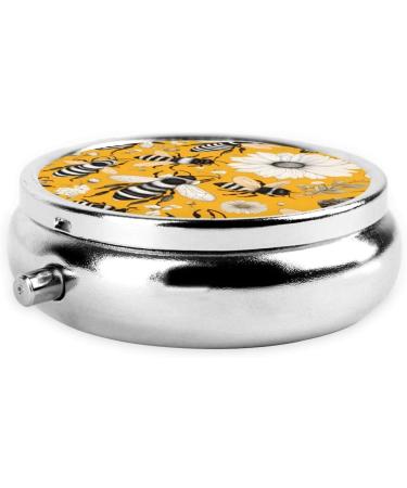 Buy Cute Little Bee Portable Metal Pill Box | Round Mini 3-Compartment Travel Organizer | Perfect for Small Pills - Buy Online on GoSupps.com